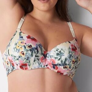 Cacique Extra Soft Gardens Birch Underwire Lightly Lined Bra Size 40 DDD